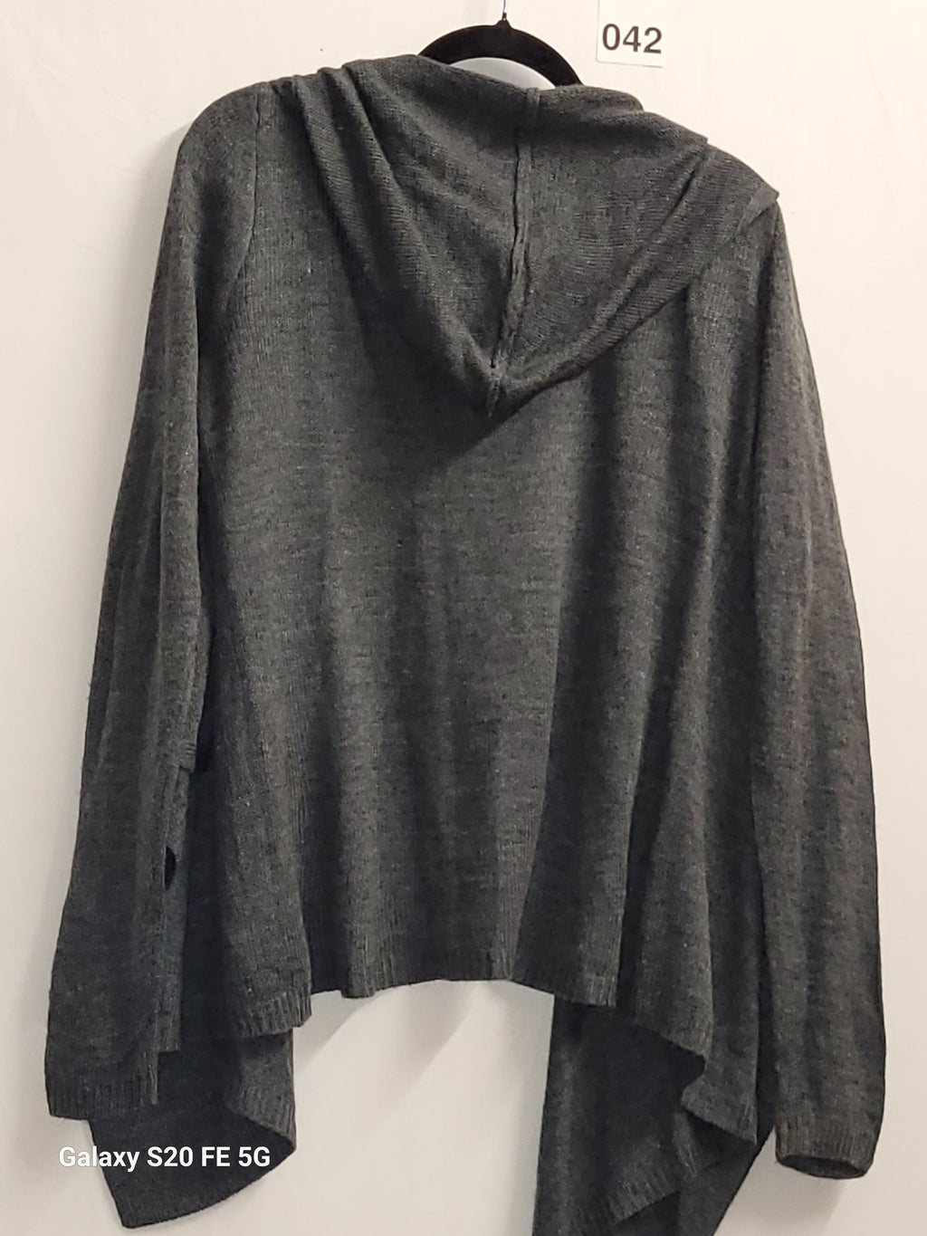 Terranova Waterfall Hooded Cardigan Medium Dark Grey Knit - Image 3