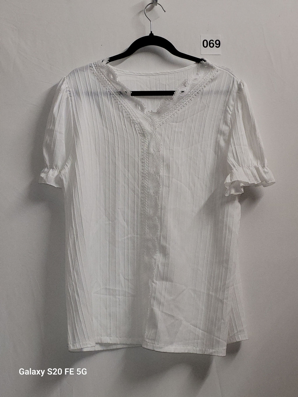 XXL White V Neck Lace Puff Sleeve Blouse - Image 2