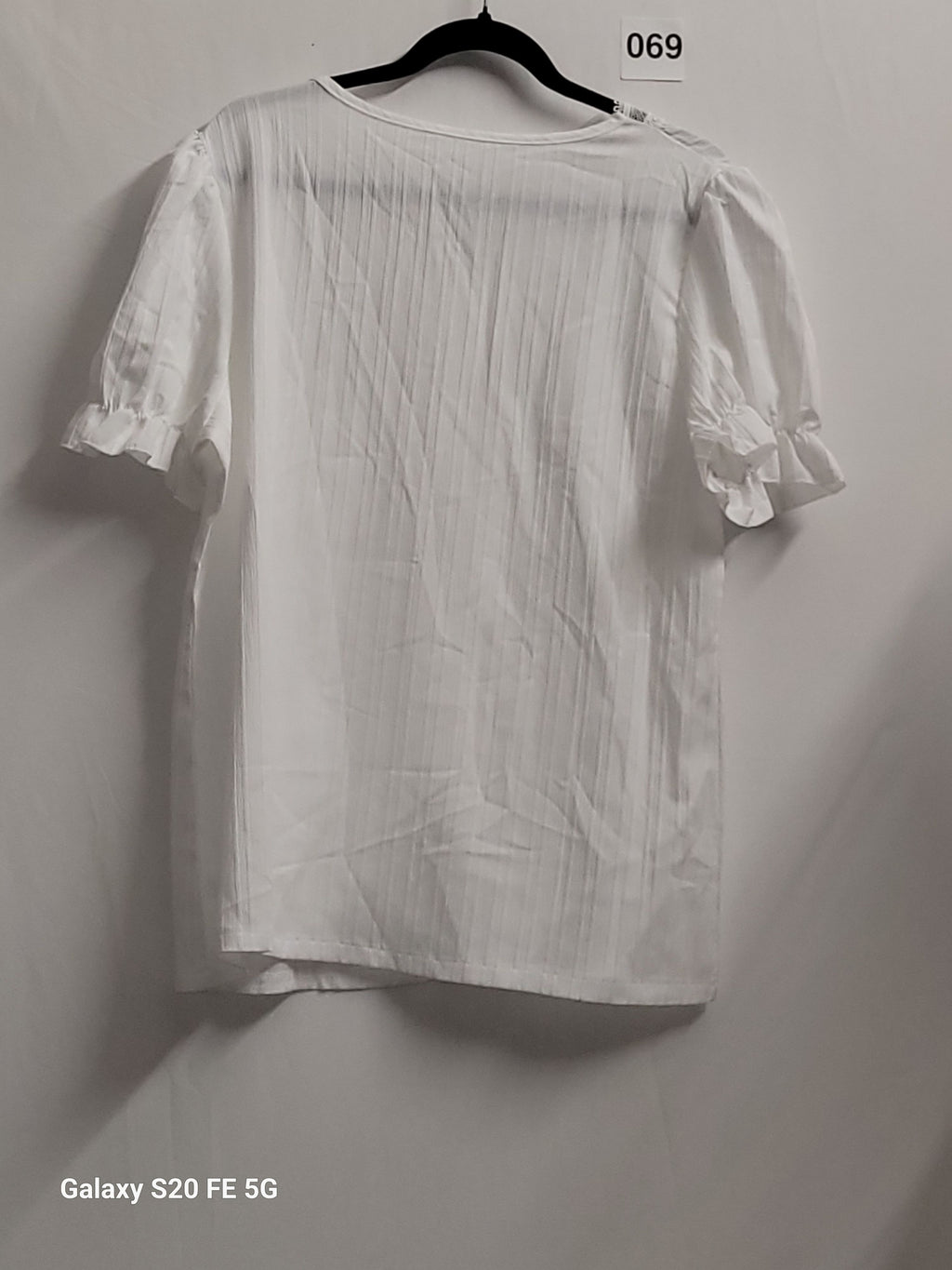 XXL White V Neck Lace Puff Sleeve Blouse - Image 3