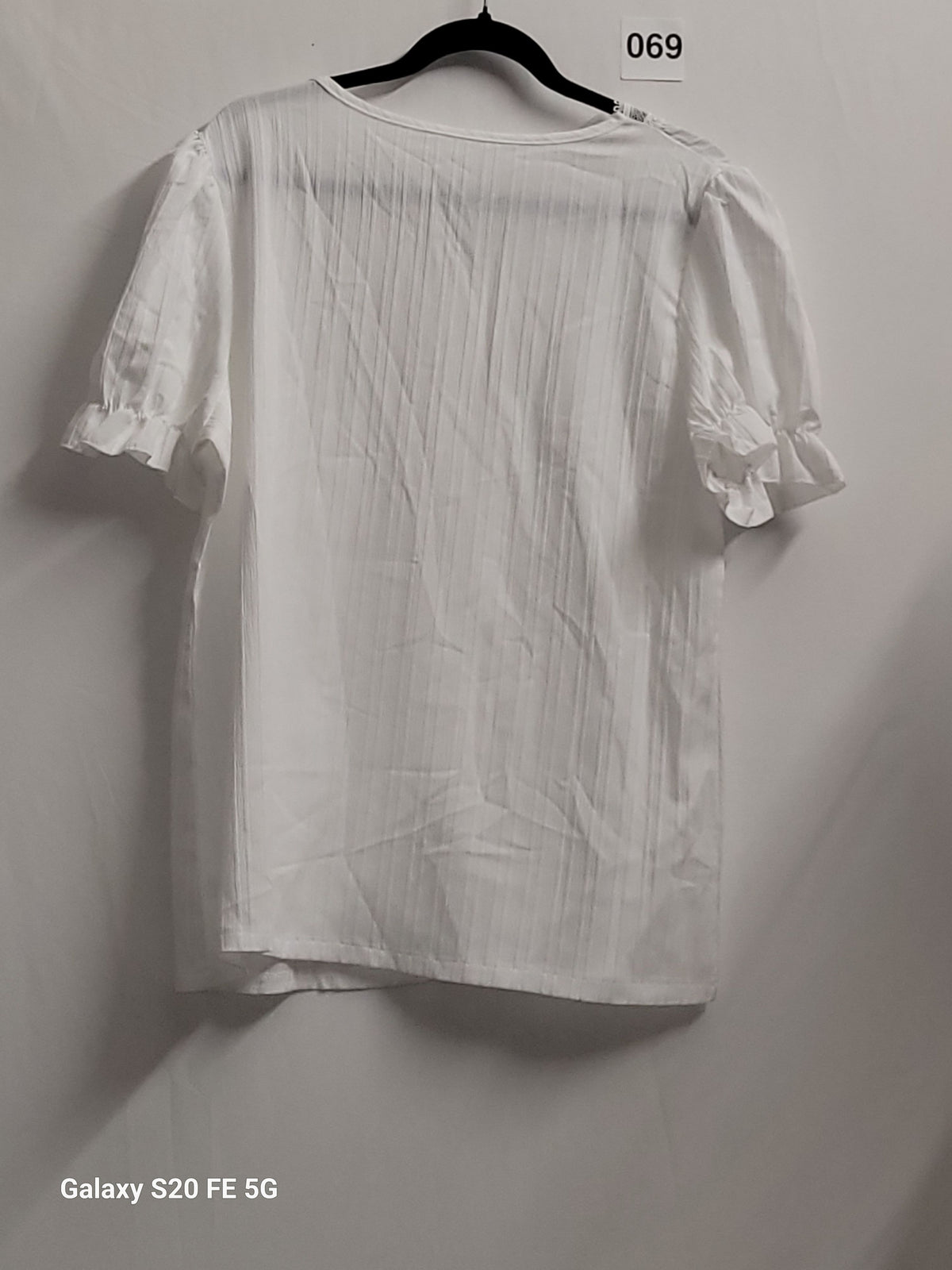 XXL White V Neck Lace Puff Sleeve Blouse - Image 3